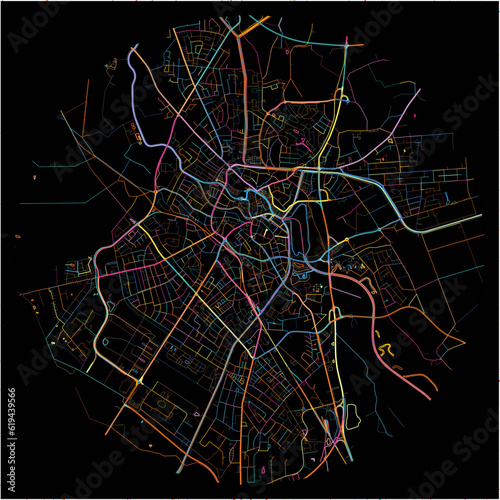 Colorful Map of Nordhorn, Lower Saxony with all major and minor roads.