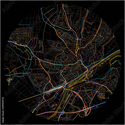 Colorful Map of Schweinfurt, Bavaria with all major and minor roads.