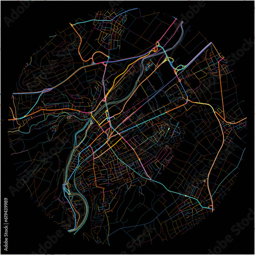 Colorful Map of BadKreuznach, Rheinland-Pfalz with all major and minor roads.