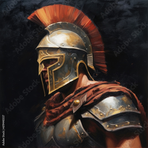 Roman warrior. Digital art. Generative AI. © Cridmax