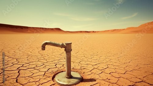a lonely water tap in the desert. Generative AI