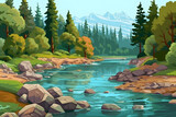 landscape river vector Made with Generative AI