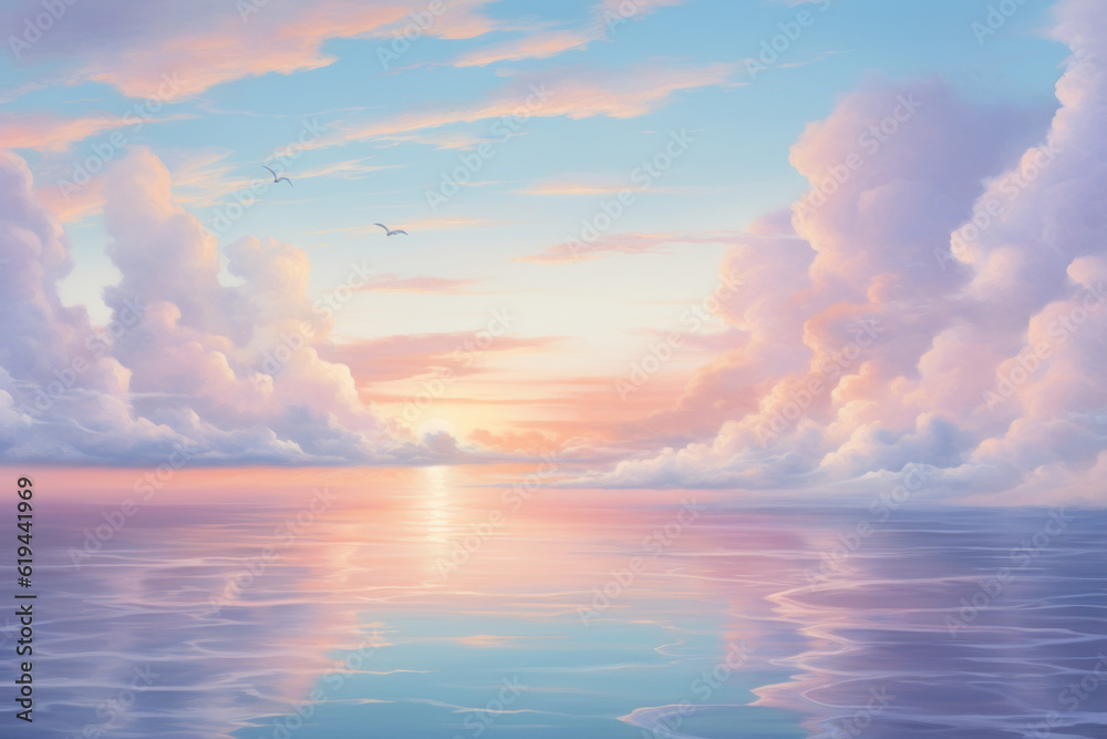 Beautiful pastel tone color sky reflection on water with sunlight. Beautiful pastel tone color sky reflection on water with sunlight.