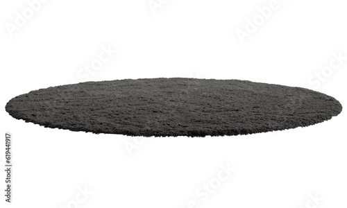 Modern black throw rug with high pile. 3d render