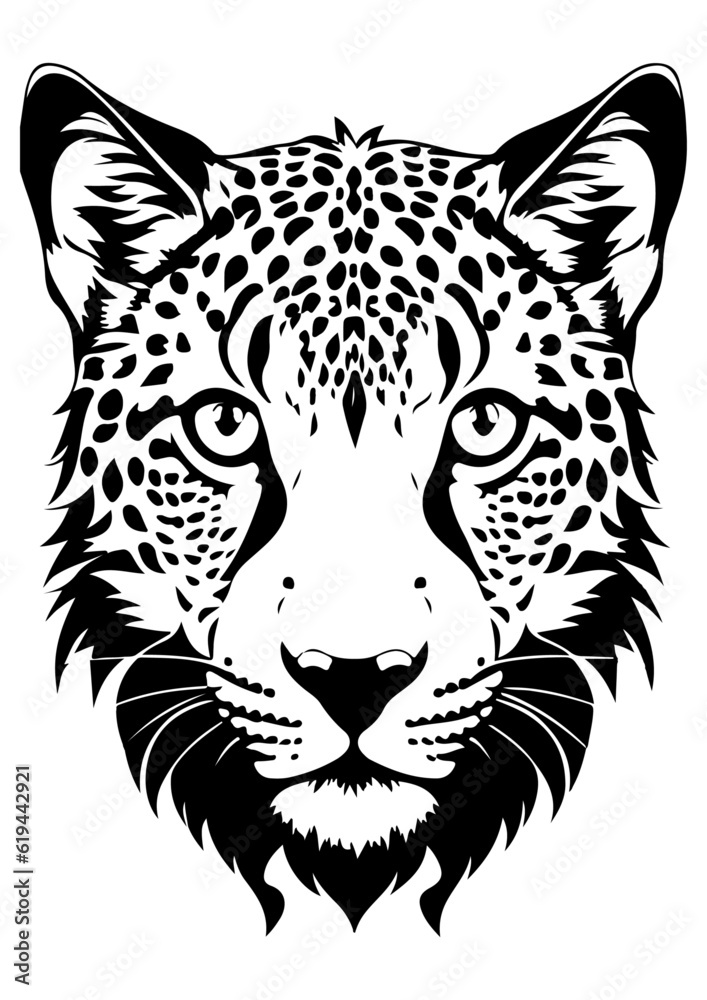  Swift Cheetah Head Silhouette - Vector Artwork