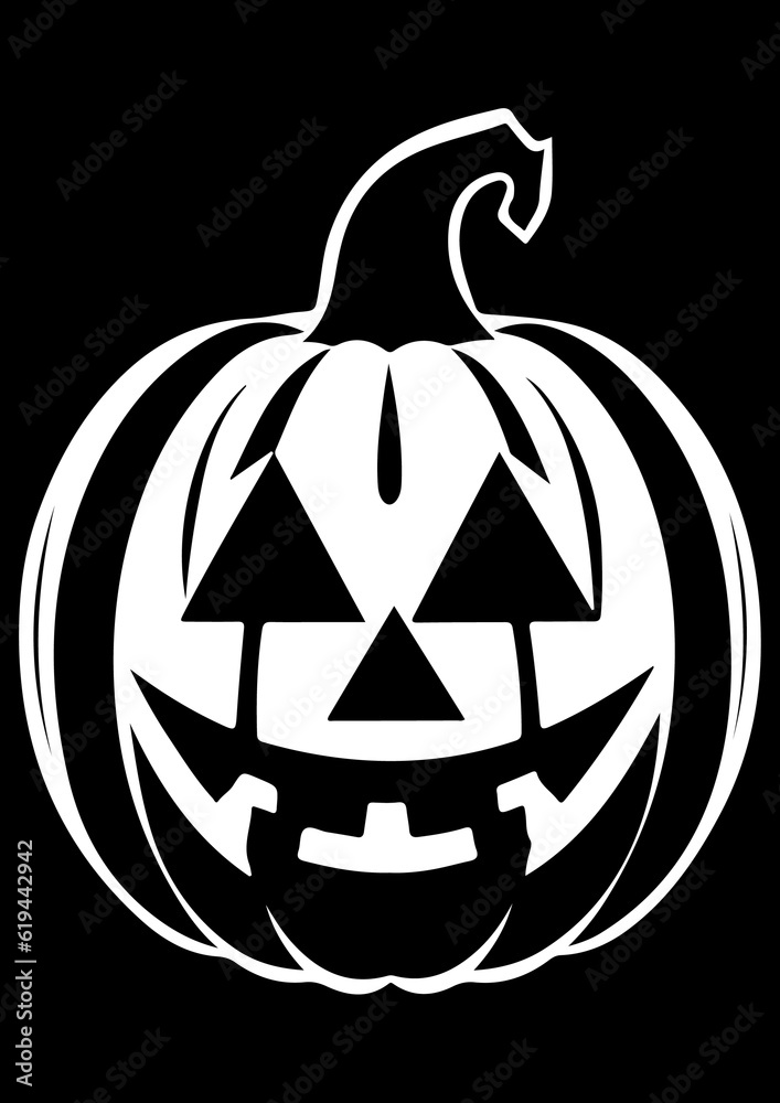 Spooky Halloween Pumpkin Silhouette - Vector Drawing Spooky Halloween Pumpkin Silhouette - Vector Drawing