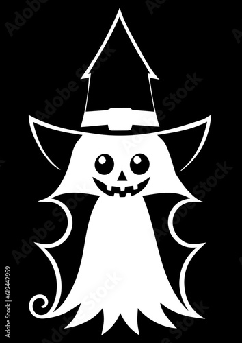 Smiling Ghost Silhouette - Vector Illustration