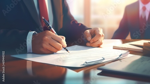 businessman signing a document. generative ai