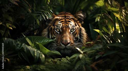 Portrait of tiger in a jungle or forest foliage setting © Opacity Media