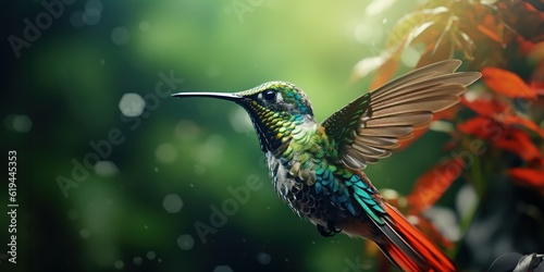 Hyper-realistic Hummingbird in Jungle or Forest Setting © Opacity Media