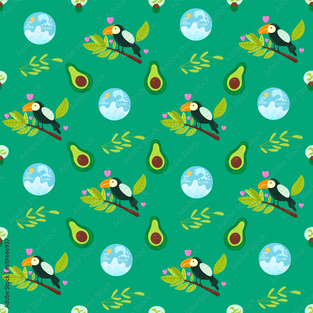 No plastic, go green, Zero waste concepts. Reduce, reuse, refuse, Recycle, Rot - ecological lifestyle and sustainable development. Flat hand drawn style illustrations seamless pattern vector drawing. No plastic, go green, Zero waste concepts. Reduce, reuse, refuse, Recycle, Rot - ecological lifestyle and sustainable development. Flat hand drawn style illustrations seamless pattern vector drawing.