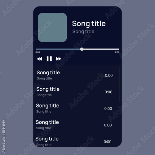 Vector illustration music player interface for smartphone. Spotify template