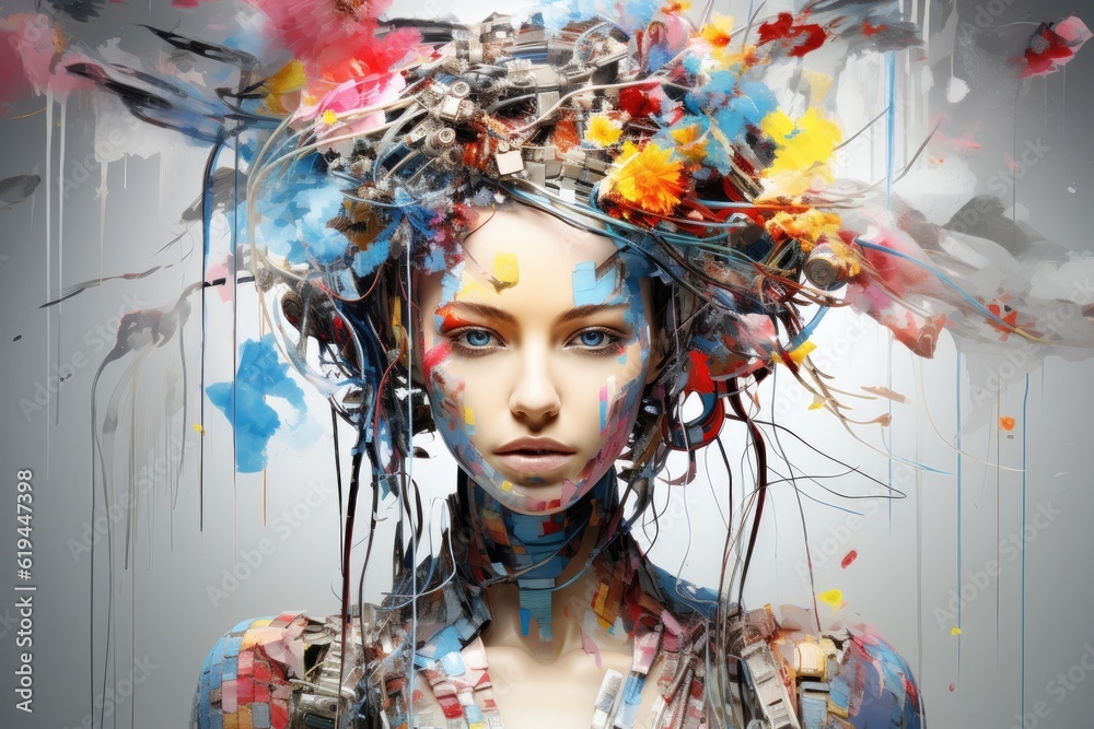 Concept of a brain full with creativity and idea and inspiration innovation, colourful and action. generative ai