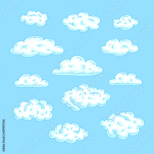 Cloud. Vector color hand drawn vintage engraving illustration