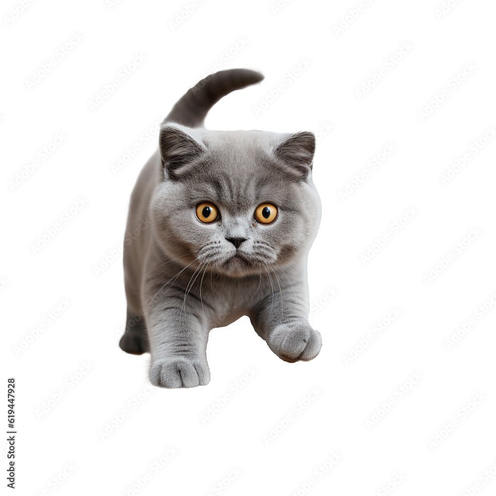 British Shorthair cat on isolated background.