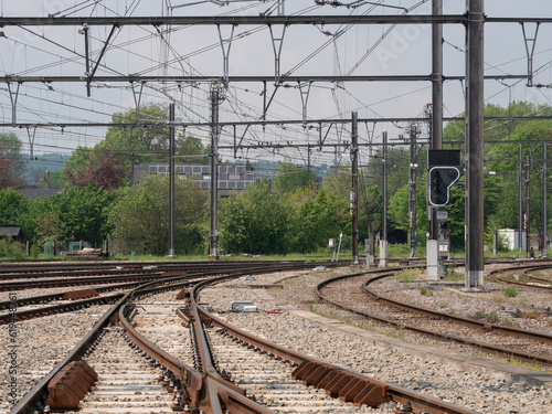 Marshalling yard with no trains in Belgium
