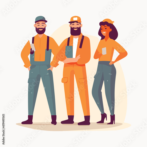 Group of young friendly people. Man and woman professionals vector illustration.
