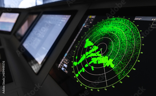 Wallpaper Mural Radar screen with green display indication on a captains bridge Torontodigital.ca