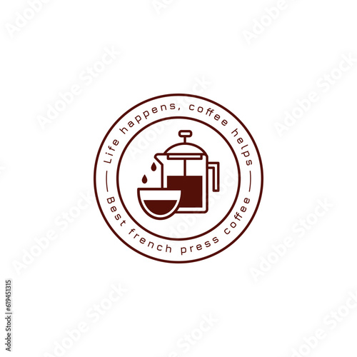 Illustration of french press coffee coffeemaker
