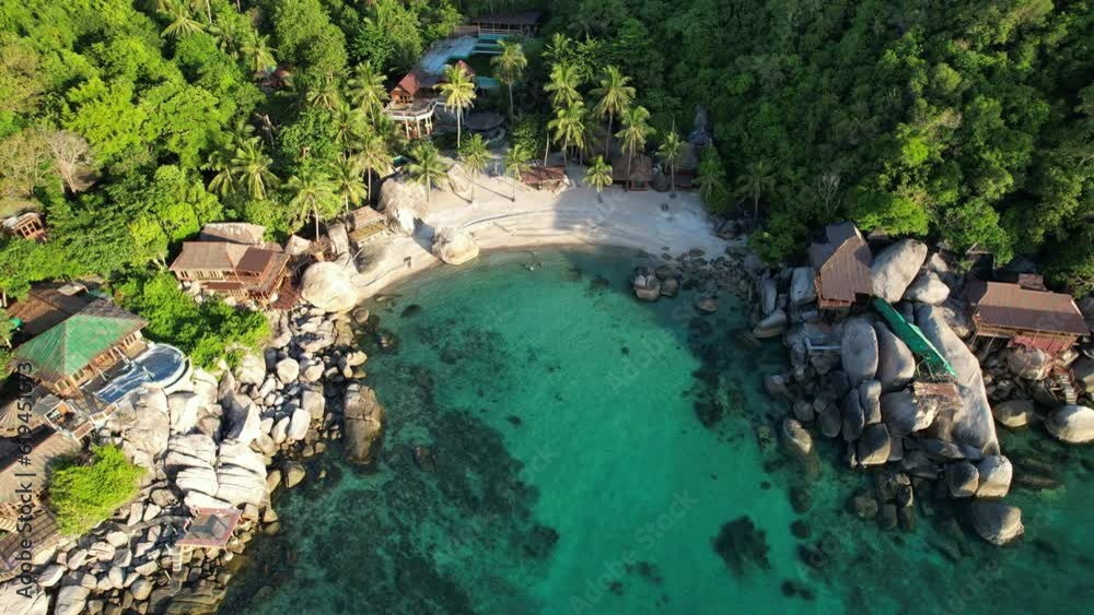 Aerial view of Jansom Bay in koh Tao, Thailand