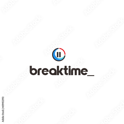 Break time logo with pause button