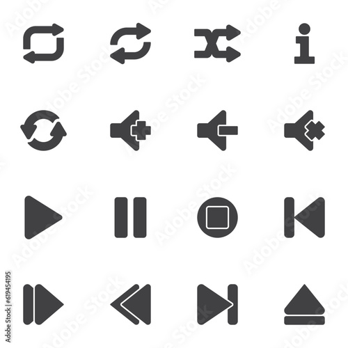 Multimedia player button vector icons set