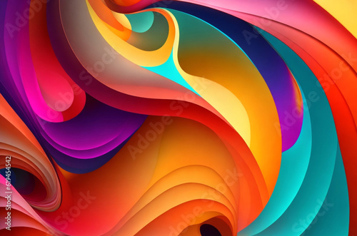 Glowing Harmony Vibrant Abstract Art with Harmonious Layers and Luminous Colors in Contemporary Design and Digital Illustration