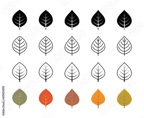 Apple tree leaf vector icons. Isolated apple leaf icon collection for websites on white background.