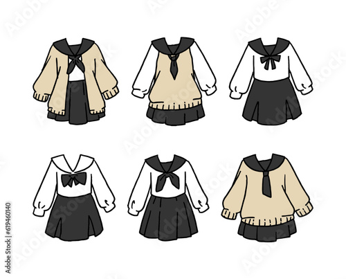 セーラー服のイラストセット