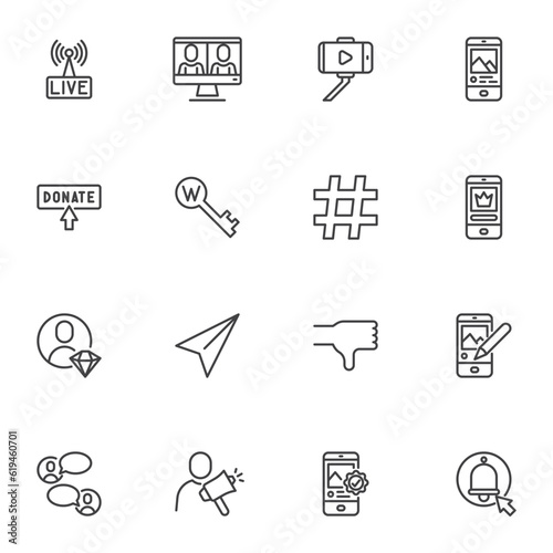 Social media and Communication line icons set