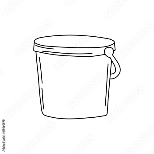Bucket. Vector bucket hand drawn. Hand drawn vector illustration in doodle style, isolated on a white background. Doodle style. Vector outlines isolated element for design.