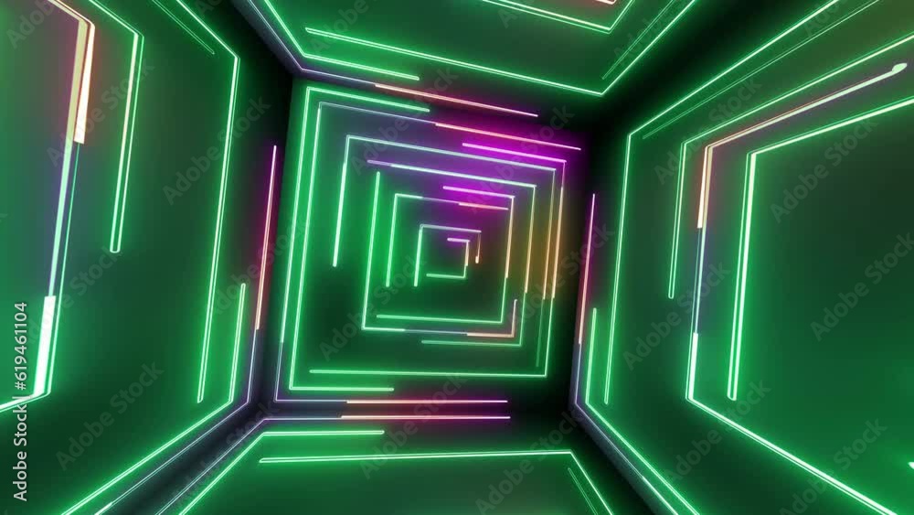neon lines cube spinning in black background. Glowing beams in modern technology animation with drawing shiny stripes while rotation animated 4k video footage neon lines cube spinning in black background. Glowing beams in modern technology animation with drawing shiny stripes while rotation animated 4k video footage