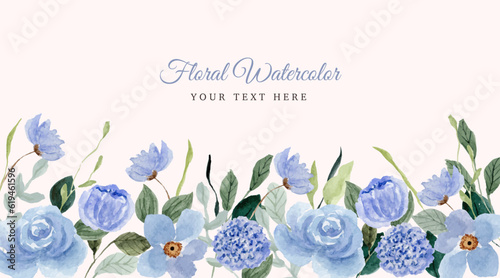 blue floral watercolor frame