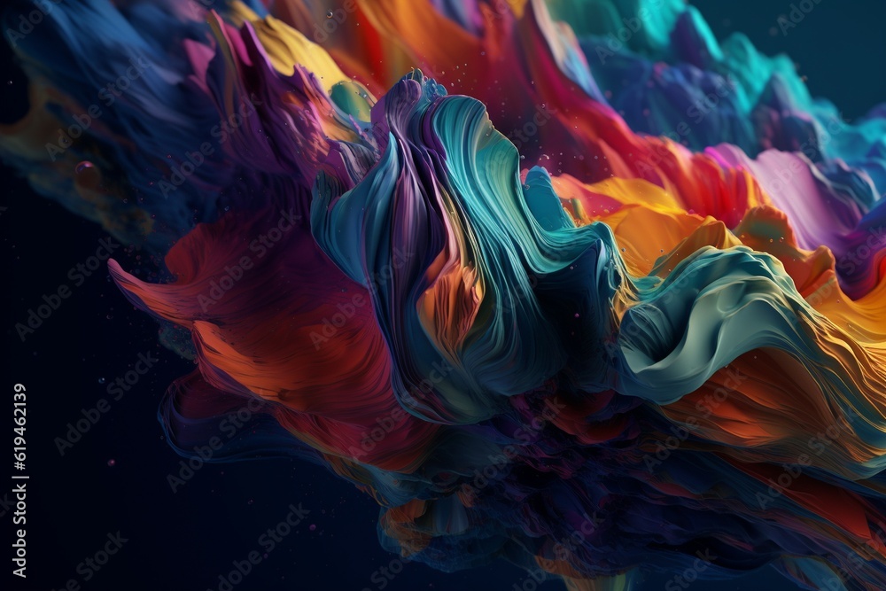 A colorful abstract design with a mix of bold and muted tones and hues inspired by the ocean depths, Generative AI