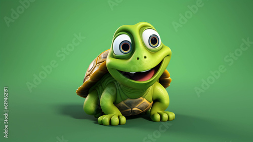 Turtle Looking at the Camera. Solid color background with empty space for text. Web Banner template. Generative AI