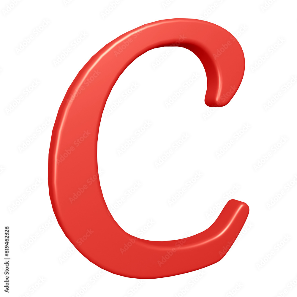 3D red alphabet letter c for education and text concept 3D red alphabet letter c for education and text concept