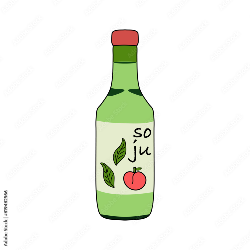 Soju bottle Korean alcohol drink vector illustration. Soju bottle Korean alcohol drink vector illustration.