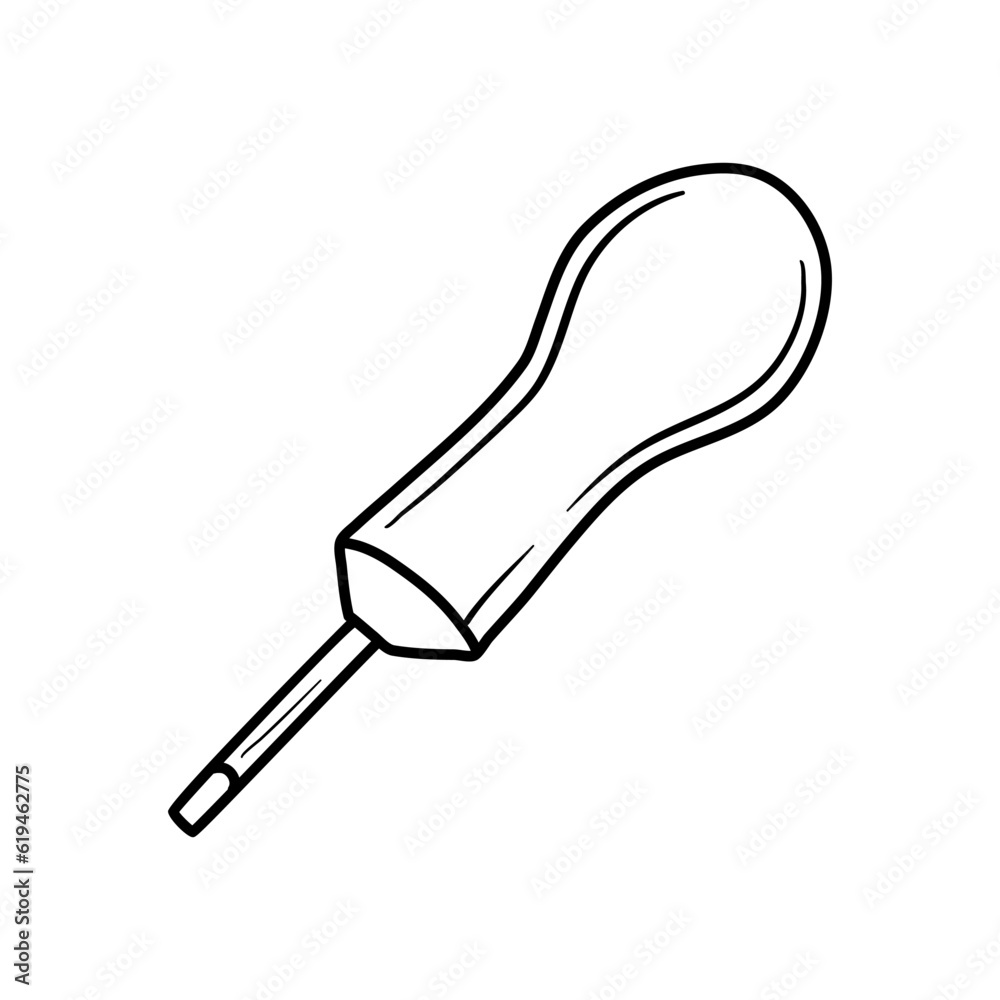 Awl or screwdriver tool icon, doodle style flat vector outline for coloring book Awl or screwdriver tool icon, doodle style flat vector outline for coloring book