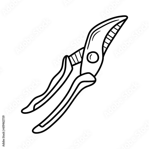 Hedge shears doodle. Pruners sketch. Gardening icon