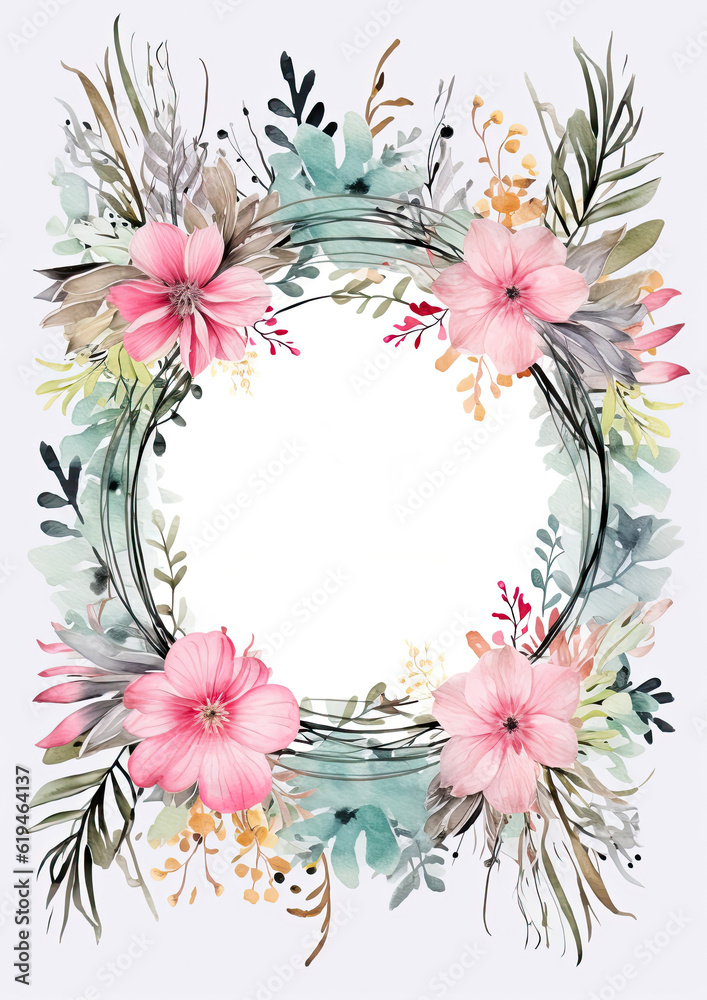 Romantic Floral Wedding Invitation ,Elegant Card Invitations Template on Blank Background.
