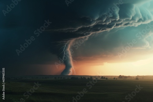 A surreal illustration of a distorted or manipulated natural phenomenon  such as a tornado or lightning storm  Generative AI