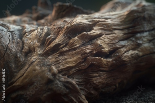 A close-up of a natural surface  such as a piece of bark or tree stump  with interesting texture and pattern  Generative AI