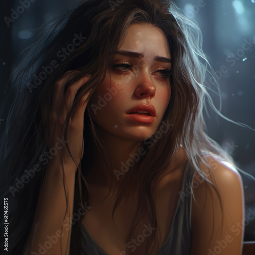Lonely girl crying .girl crying