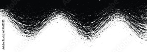 Sprayed black spiral line .Graffiti art design . Noise dispersion grungy wavy logo . Spray effect .Grunge texture . Distressed element . Grange textured vector