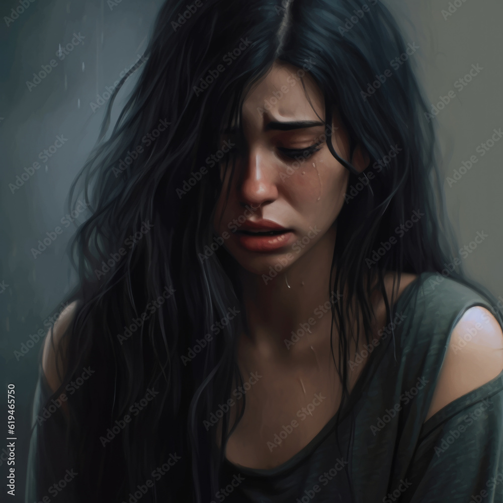 girl cry.Sad girl crying