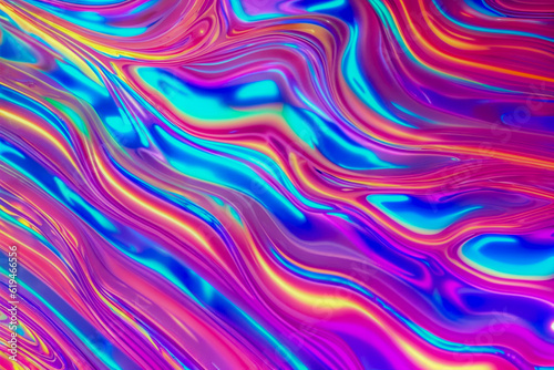 Abstract background fluid waving  holographic color  glossy and glowing  Iridescent Texture.  - Generative AI