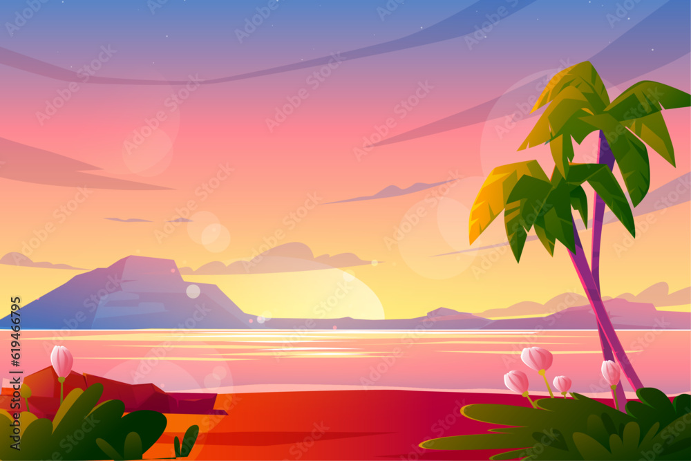 Sunset or sunrise on beach landscape