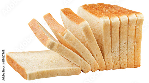 Schilderij op canvas sliced bread, toast isolated on white background, full depth of field