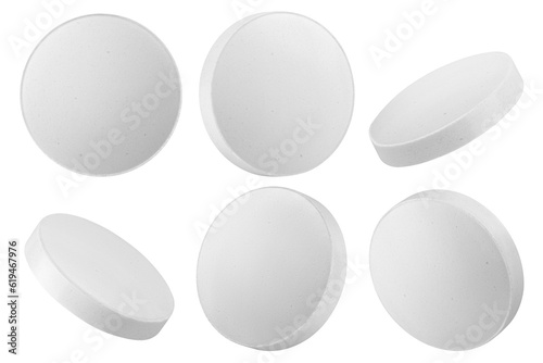 Pills isolated on white background, full depth of field