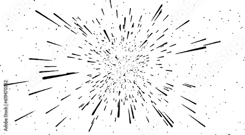 Circular starburst explosion texture. Distressed uneven grunge background. Abstract vector illustration. Overlay to create interesting effect and depth. Isolated on white background.
